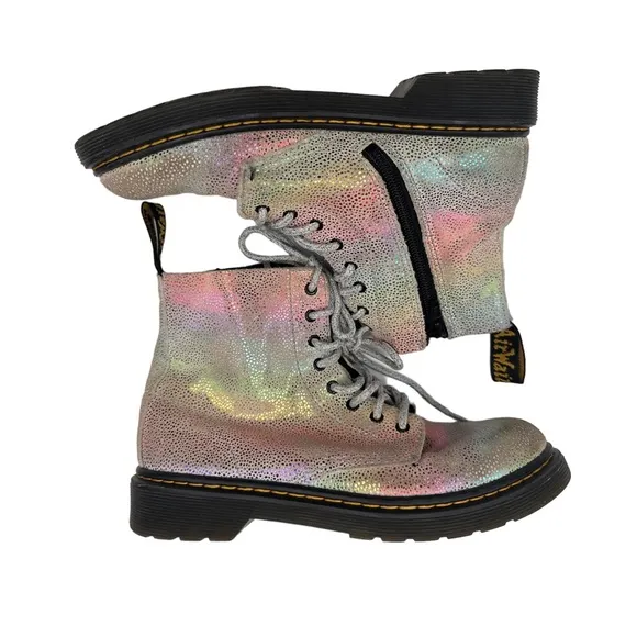 Dr Martens 1460 Pascal J Rainbow Iridescent Boots Kids Youth Size 4M 5L Lace Up