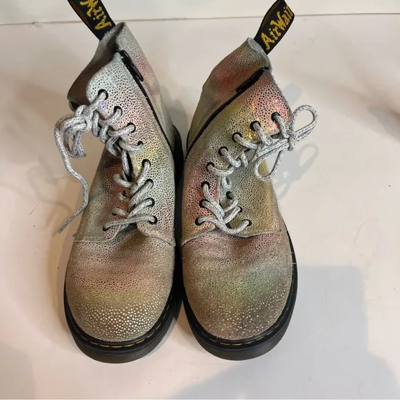 Dr Martens |1460 Pascal J Rainbow Iridescent Boots Kids Youth Size 4M 5L Lace Up