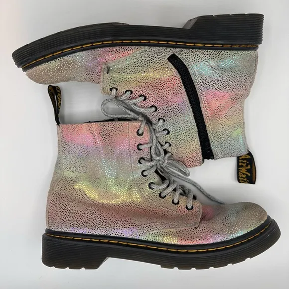 Dr Martens 1460 Pascal J Rainbow Iridescent Boots Kids Youth Size 4M 5L Lace Up