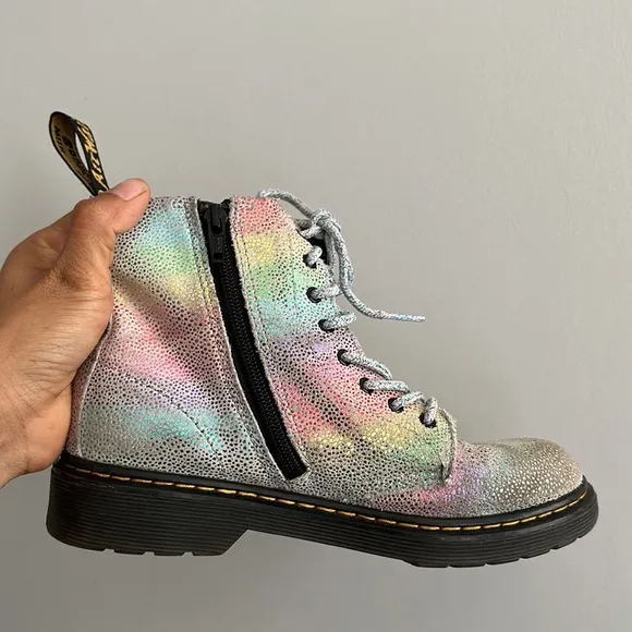 Dr Martens 1460 Pascal J Rainbow Iridescent Boots Kids Youth Size 4M 5L Lace Up
