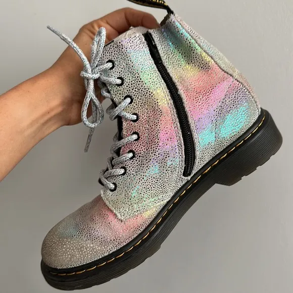 Dr Martens 1460 Pascal J Rainbow Iridescent Boots Kids Youth Size 4M 5L Lace Up