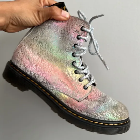Dr Martens 1460 Pascal J Rainbow Iridescent Boots Kids Youth Size 4M 5L Lace Up