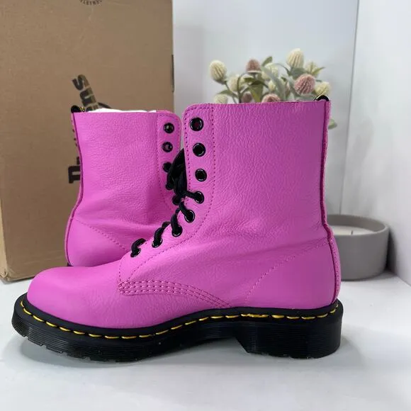 Dr Martens 1460 Pascal Leather Combat Boots Thrift Pink Women 8 NWB Barbie core