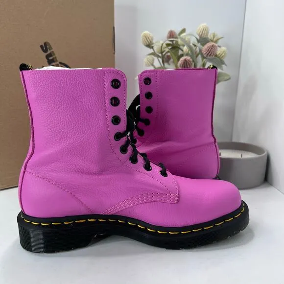 Dr Martens 1460 Pascal Leather Combat Boots Thrift Pink Women 8 NWB Barbie core