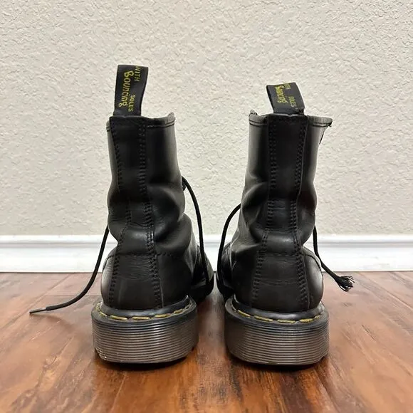 DR. MARTENS 1460 Pascal Smooth Leather Combat Boots in Black UK MADE Kids