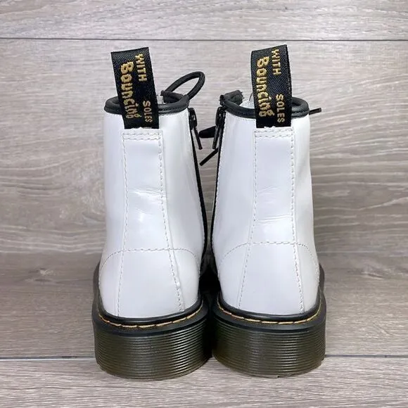 Dr Martens 1460 Pascal White Patent Leather 8-Eye Zip Women’s Sz 5 Combat Boots
