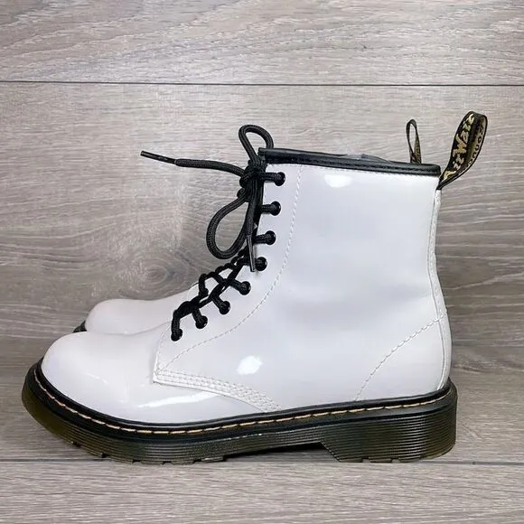 Dr Martens 1460 Pascal White Patent Leather 8-Eye Zip Women’s Sz 5 Combat Boots