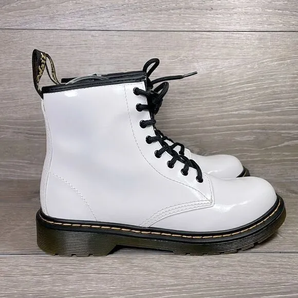 Dr Martens 1460 Pascal White Patent Leather 8-Eye Zip Women’s Sz 5 Combat Boots