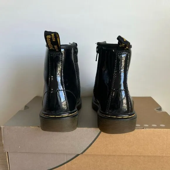 Dr. Martens 1460 Patent Black Leather Lace Up Combat Boots - SZ 2 Y