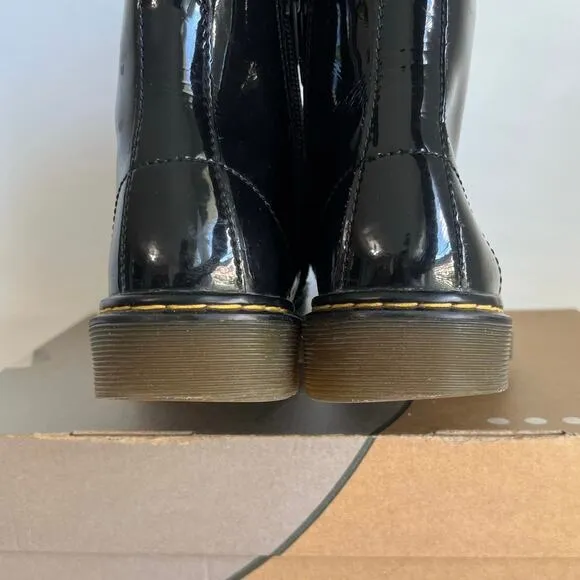 Dr. Martens 1460 Patent Black Leather Lace Up Combat Boots - SZ 2 Y