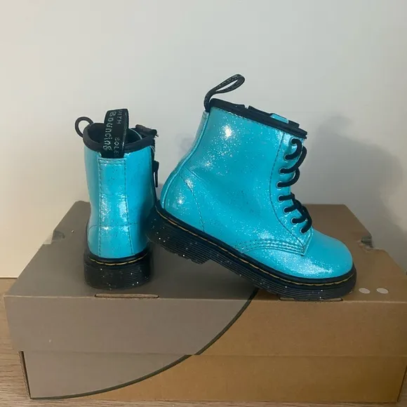 Dr. Martens 1460 Patent Blue Girls Combat Boots- SZ 9 C