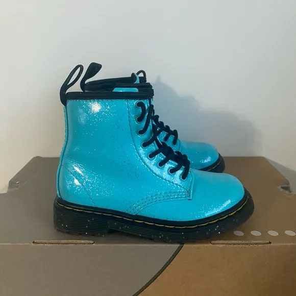 Dr. Martens 1460 Patent Blue Girls Combat Boots- SZ 9 C