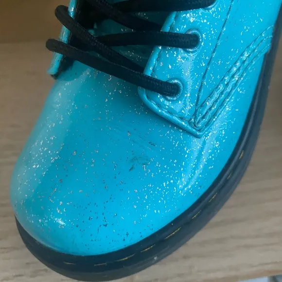 Dr. Martens 1460 Patent Blue Girls Combat Boots- SZ 9 C