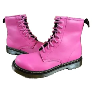 Dr. Martens 1460 Pink Leather Lace Up Combat Boots Size 7