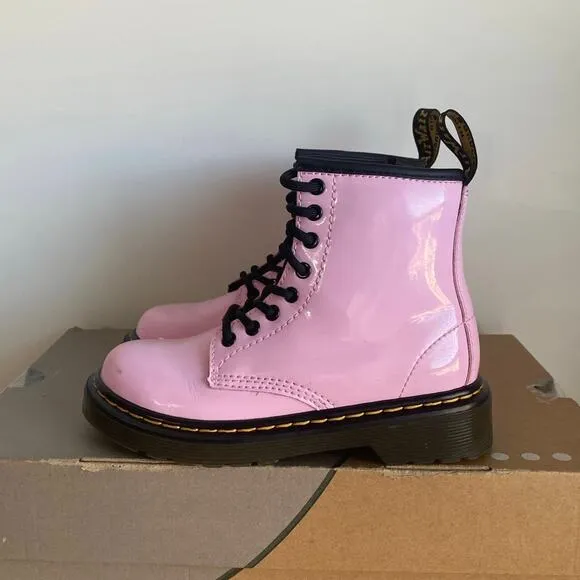 Dr. Martens 1460 Pink Leather Lace Up Zip Ankle Boots Girls  -Size 8 C