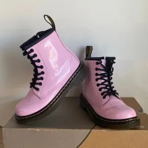 Dr. Martens 1460 Pink Leather Lace Up Zip Ankle Boots Girls  -Size 8 C
