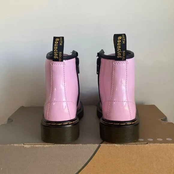 Dr. Martens 1460 Pink Leather Lace Up Zip Ankle Boots Girls  -Size 8 C