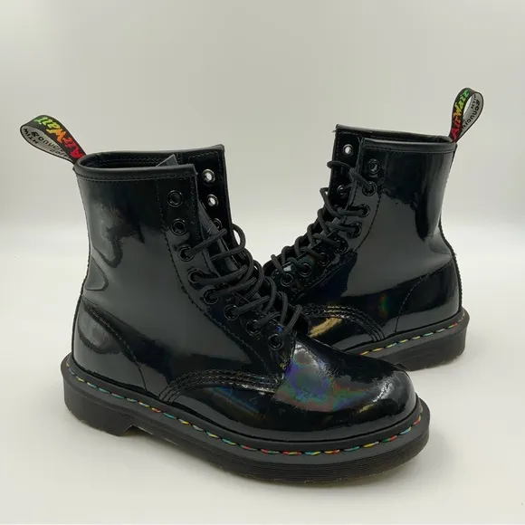 Dr. Martens 1460 Rainbow Patent Combat Boots. 8-Eye Women’s Size US 7L.