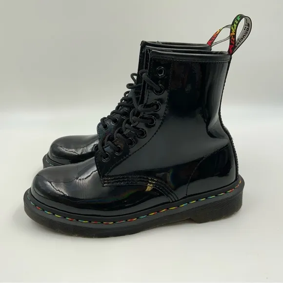 Dr. Martens 1460 Rainbow Patent Combat Boots. 8-Eye Women’s Size US 7L.
