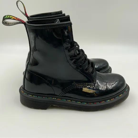 Dr. Martens 1460 Rainbow Patent Combat Boots. 8-Eye Women’s Size US 7L.