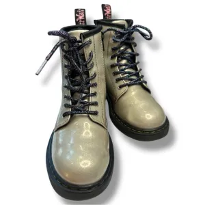 Dr. Martens 1460 Silver Metallic Glitter Lace-Up Combat Boots Girls Youth Size 2