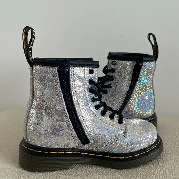 Dr. Martens 1460  Sparkle Lace Up Boots Little Girl Boots Size 7
