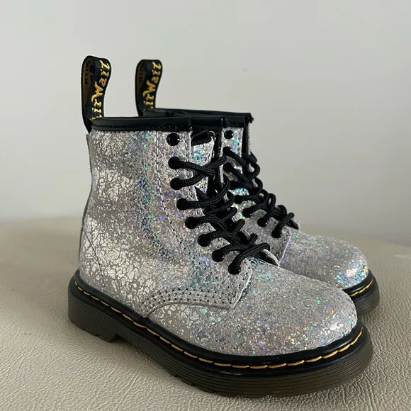 Dr. Martens 1460  Sparkle Lace Up Boots Little Girl Boots Size 7