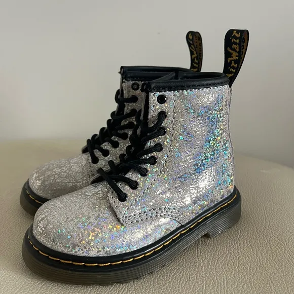 Dr. Martens 1460  Sparkle Lace Up Boots Little Girl Boots Size 7