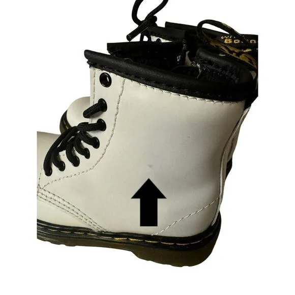Dr Martens 1460T White Leather Combat Zip Boots Air Wair Toddler Size 7 US