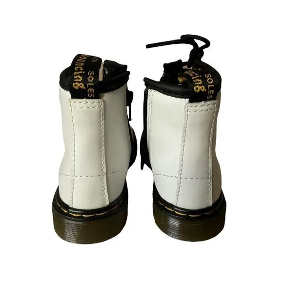 Dr Martens 1460T White Leather Combat Zip Boots Air Wair Toddler Size 7 US