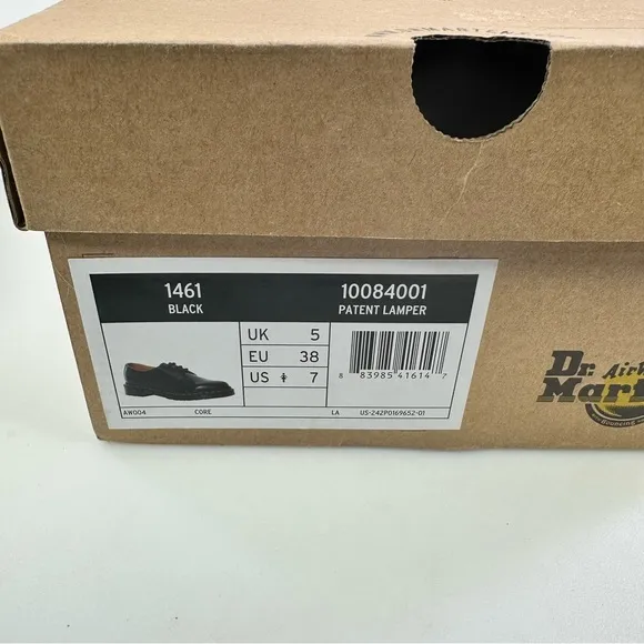 DR. MARTENS 1461 Patent Lamper Oxford Shoes black size 7