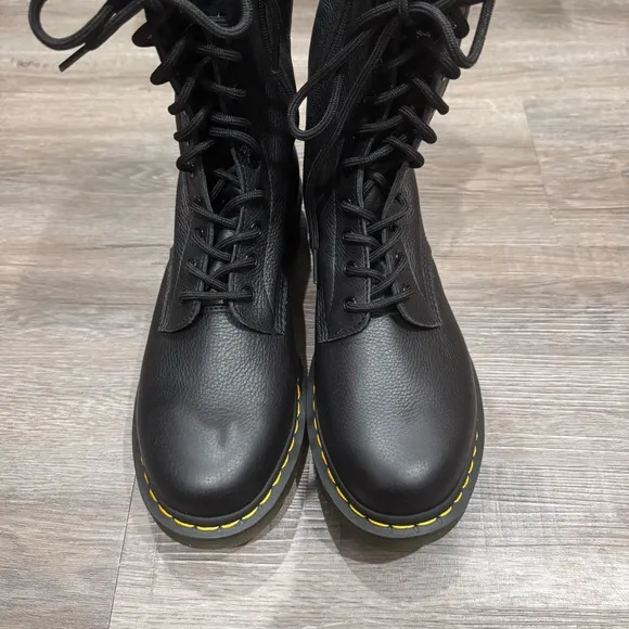 Dr Martens 1B99 Virginia Soft Black Leather 14 Eye Lace Up Combat Boots