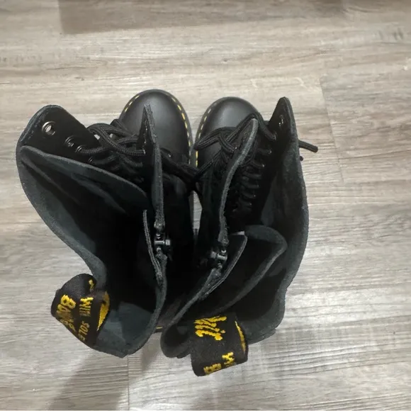 Dr Martens 1B99 Virginia Soft Black Leather 14 Eye Lace Up Combat Boots