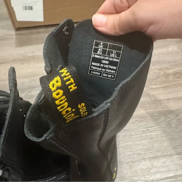 Dr Martens 1B99 Virginia Soft Black Leather 14 Eye Lace Up Combat Boots