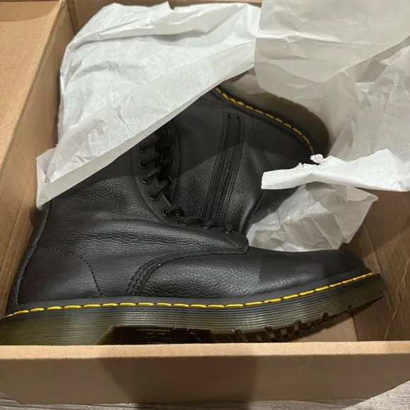 Dr Martens 1B99 Virginia Soft Black Leather 14 Eye Lace Up Combat Boots