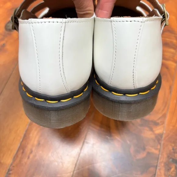 Dr. Marten’s 8065 Virginia White Leather Mary Jane Chunky Shoes 10