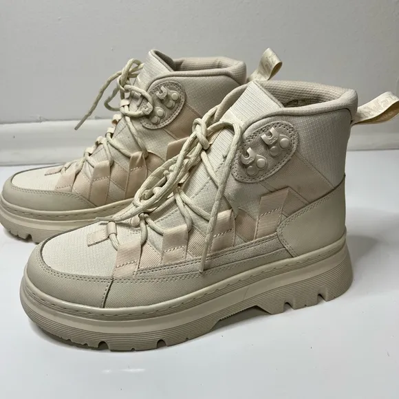 Dr Martens Air Wair Boury Utility Combat Boots Ivory Lace Up Men Sz 9 (W Sz 10)