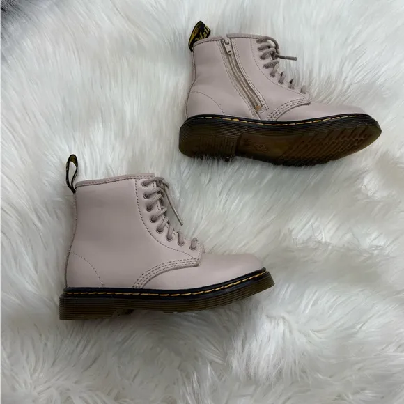 Dr. Martens Air Wave Kids’ Zavala Combat Boots in Pale Pink, Size 10
