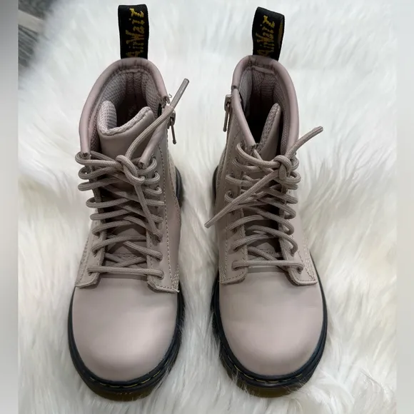 Dr. Martens Air Wave Kids’ Zavala Combat Boots in Pale Pink, Size 10