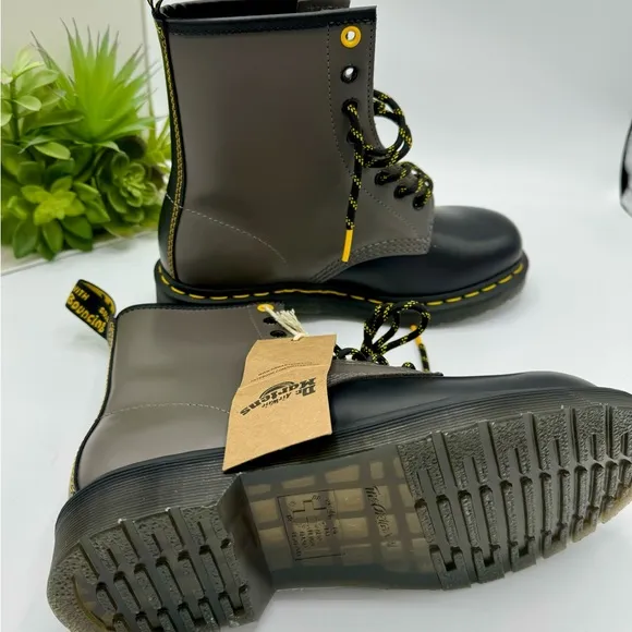 Dr. Martens Black and Grey Combat Boots