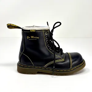 DR. MARTENS Black Buster 8-Eye Kids Leather Combat Boots