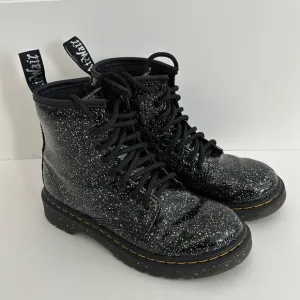 Dr. Martens Black Cosmic Glitter Combat Lace Up Boots 1460 J‎ Girls Size 1 NEW