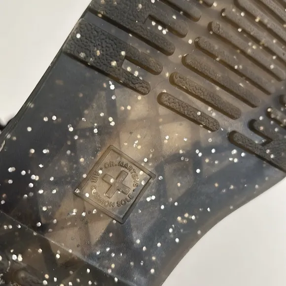 Dr. Martens Black Cosmic Glitter Combat Lace Up Boots 1460 J‎ Girls Size 1 NEW