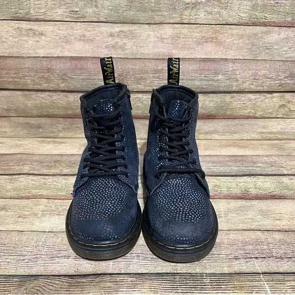 Dr. Martens Black Glitter Lace Up Boots