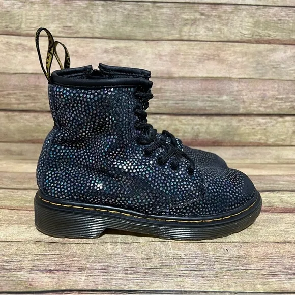 Dr. Martens Black Glitter Lace Up Boots