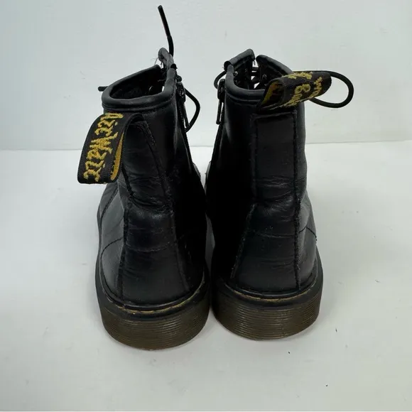 Dr. Martens Black Lace Up Zipper Leather Moto Combat Boots Goth Grunge