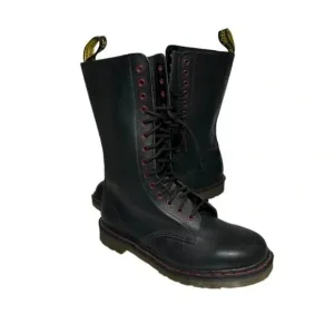 Dr. Martens Black Leather Combat Boots Lace Up Made In England Womens Size 5 US
