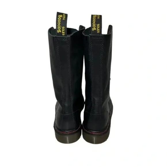 Dr. Martens Black Leather Combat Boots Lace Up Made In England Womens Size 5 US