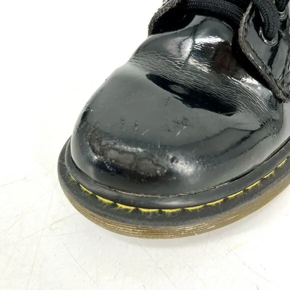 Dr Martens black patent leather YOUTH Delaney Lace up boots (12)
