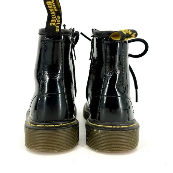 Dr Martens black patent leather YOUTH Delaney Lace up boots (12)
